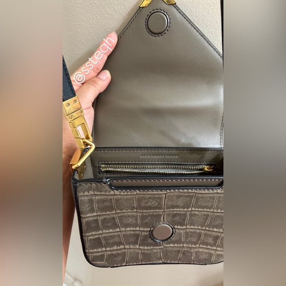 Alexander Wang Crocodile Lizard Embossed Calfskin Prisma Envelope Crossbody Bag - Picture 3 of 6